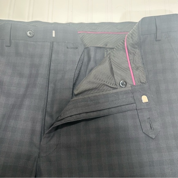Sean John Fine Custom Tailored Black Checked Uncuffed Trousers Men’s 40Wx29L - Picture 6 of 13